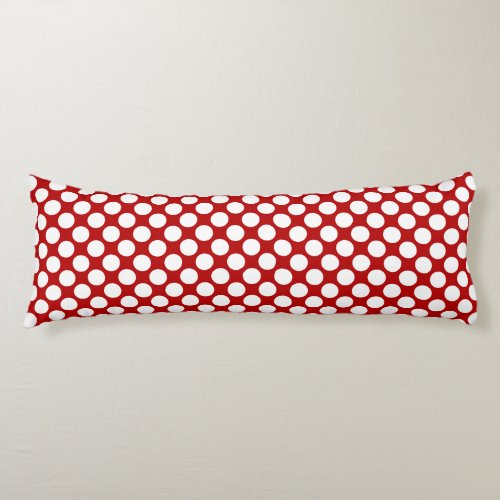 Large retro dots _ white and red body pillow