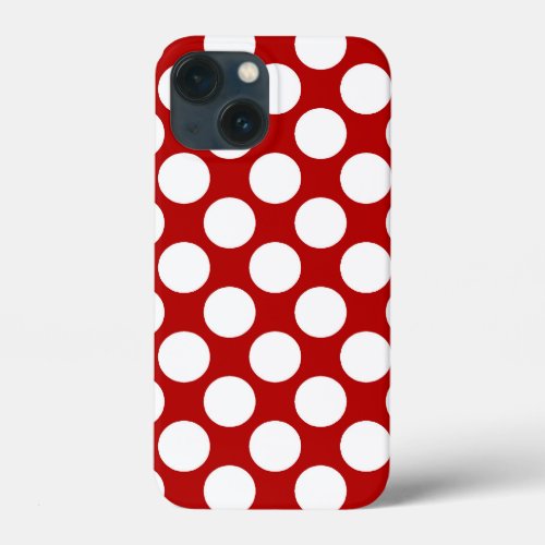 Large retro dots _ white and red iPhone 13 mini case