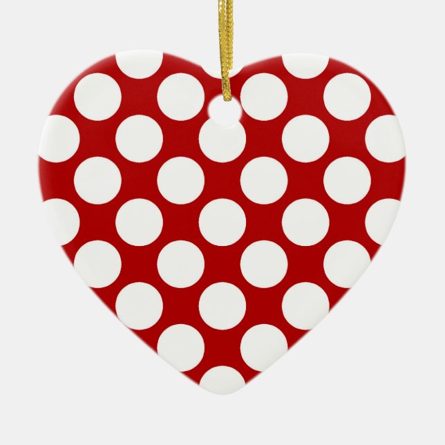 Large retro dots - white and red ceramic ornament (Front)