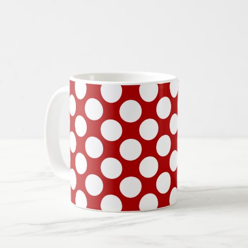 Large retro dots _ white and red coffee mug