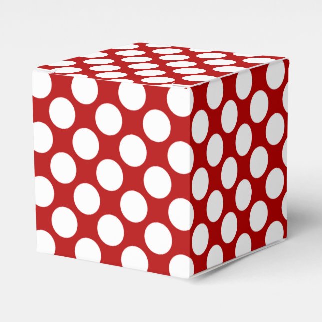 Large retro dots - white and red favor boxes (Front Side)
