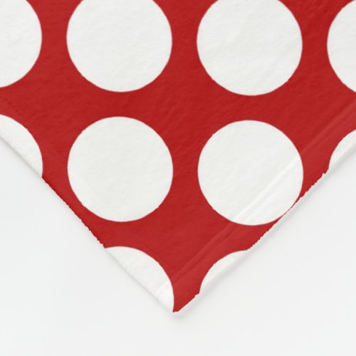 Large retro dots _ white and red fleece blanket