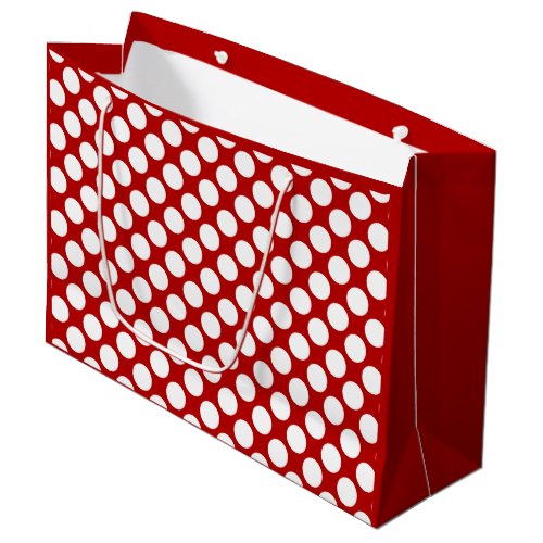 Large retro dots _ white and red large gift bag