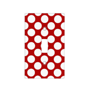 Large retro dots - white and red light switch cover