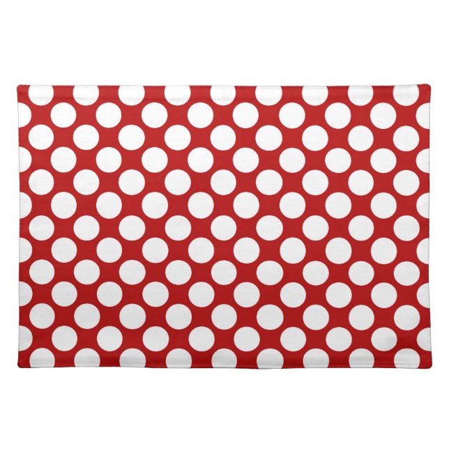 Large retro dots - white and red placemat (Front)