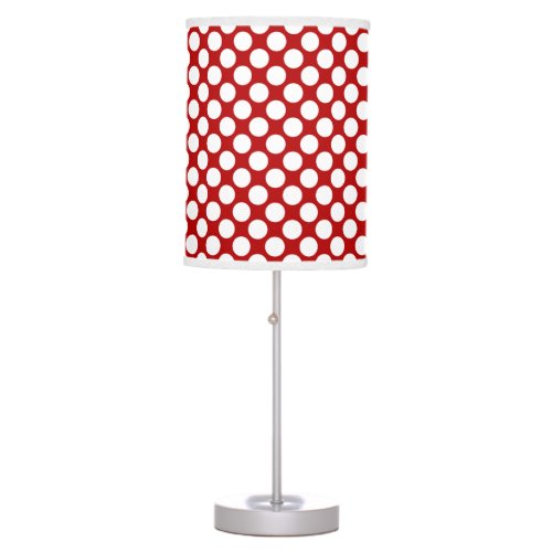 Large retro dots _ white and red table lamp