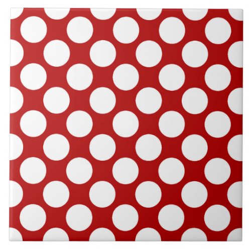 Large retro dots _ white and red tile