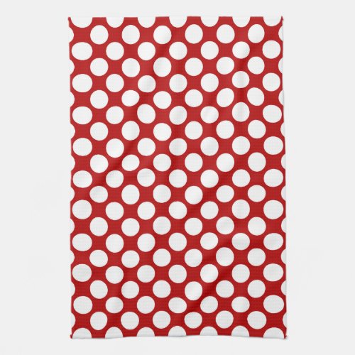 Large retro dots _ white and red towel