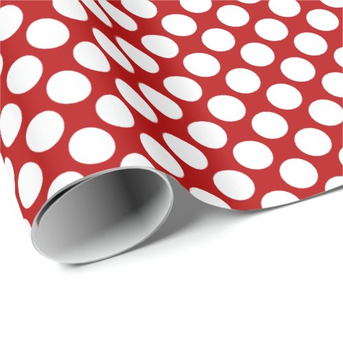 Large retro dots _ white and red wrapping paper