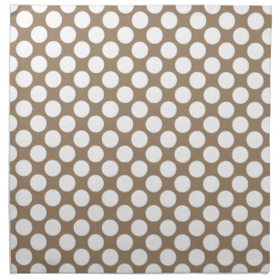 Large retro dots - white and taupe tan napkin