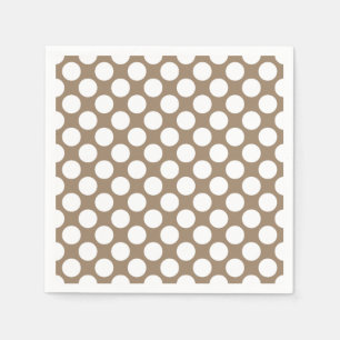 Large retro dots - white and taupe tan paper napkins