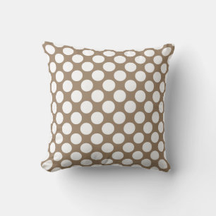Large retro dots - white and taupe tan throw pillow