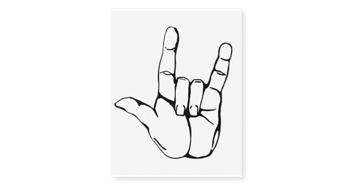 Large Rock & Roll Hell Yeah Hand Sign Party Temporary Tattoos | Zazzle