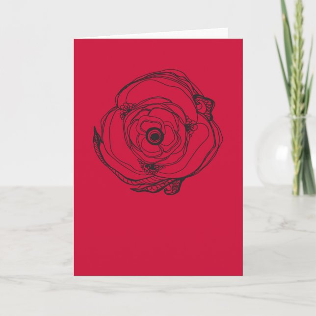 Large Rose Drawing & Poem Card (Front)