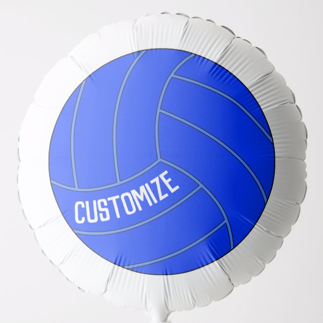 Large Round Blue Volleyball Custom Text Balloon (Front)