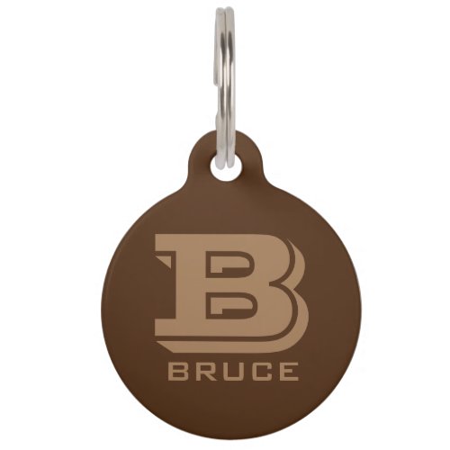 Large round brown personalized pet tag for big dog
