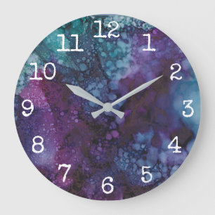 Large Round Clock "Blue-Purples"