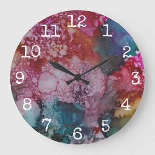 Large Round Clock "Pink-Blues"