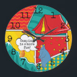 Large Round Clock "Pop Art Camp"<br><div class="desc">Large Round Clock "Pop Art Camp" This design can also be placed on other sized clocks. Personalize by deleting numbers and adding your favorite font style, color, size, and text. All design elements can be edited and transferred to other Zazzle products. Style: Round (Large) It's time to show off your...</div>