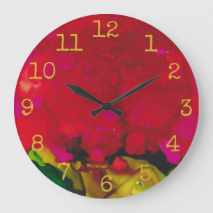 Large Round Clock "Red Gold Design"