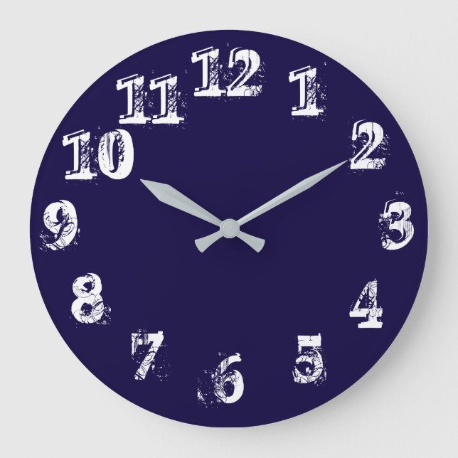 Large Round Navy Wall Clock (Front)