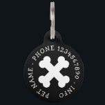 Large Round Pet Tag with crossbones, name & number<br><div class="desc">Large Round Pet Tag with crossbones, name & number. Personalized with pet name and phone number. Double sided print. Add your address too optionally. Simple way to help retrieve your animal pet. Great for big dogs, cats and other animals. Background color can be changed. Black and white example. Cool bone...</div>