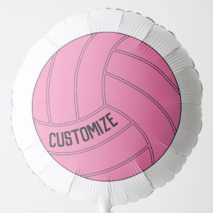 Large Round Pink Volleyball Custom Text Balloon