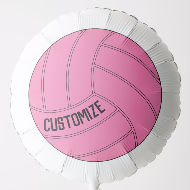 Large Round Pink Volleyball Custom Text Balloon (Front)