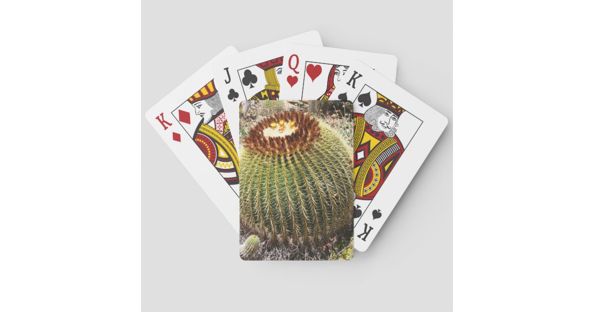 Large Round Prickly Cactus Playing Cards