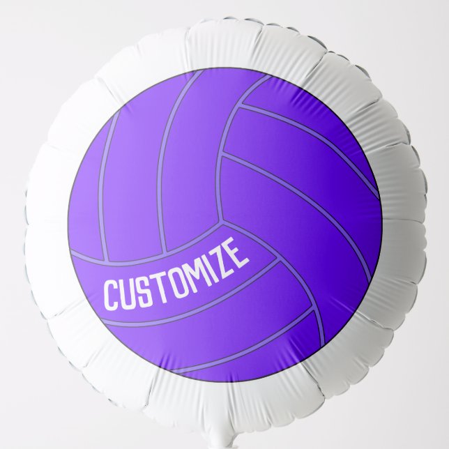 Large Round Purple Volleyball Custom Text Balloon (Front)