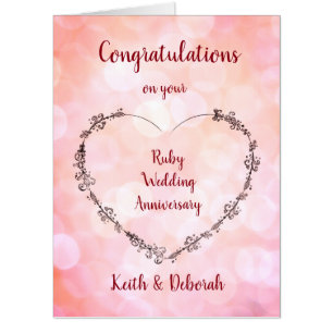 Large Ruby Wedding Anniversary design Card