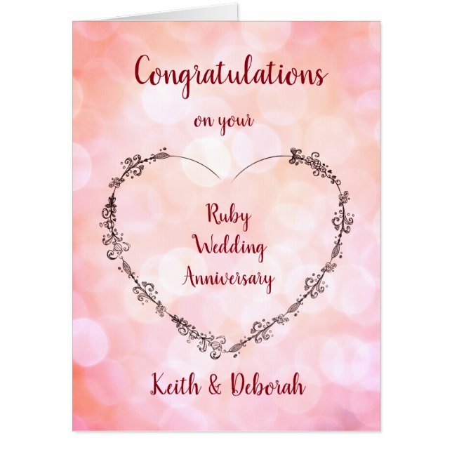 Large Ruby Wedding Anniversary design Card (Front)