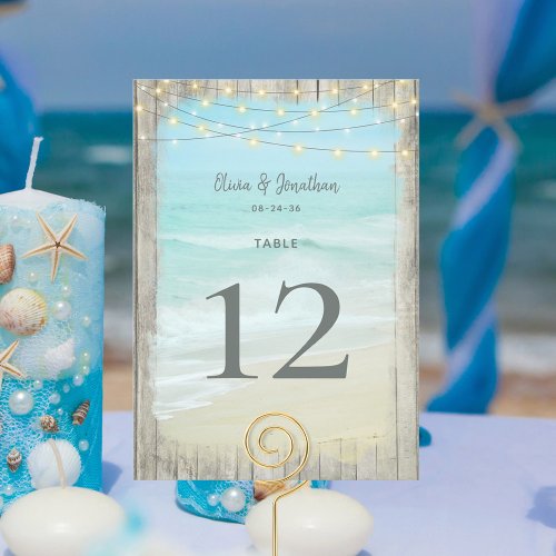 Large Rustic Beach Lights Wedding Table Number