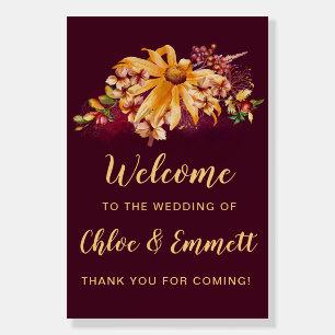 Large Rustic Boho Autumn Floral Wedding Welcome Foam Board