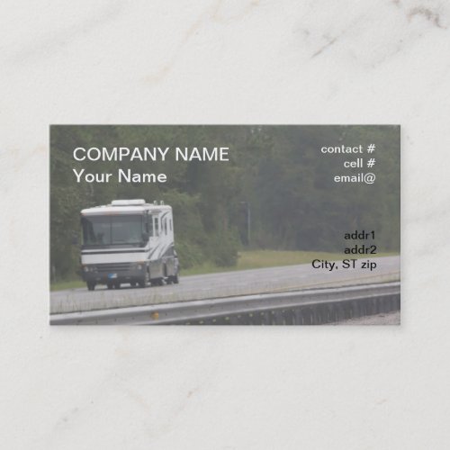 large RV traveling on interstate Business Card Template