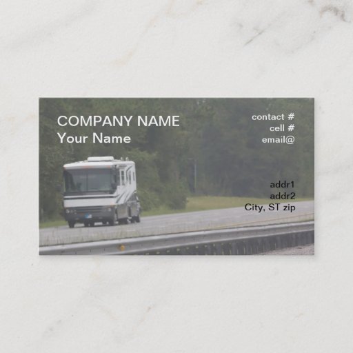 Customizable large RV traveling on interstate Business Card Template
