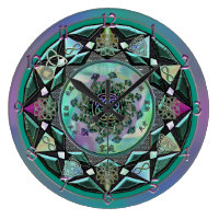 Large Sage Celtic Mystical Mandala Wall Clock