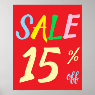 Large Sale Sign, 15% Off Sale Poster