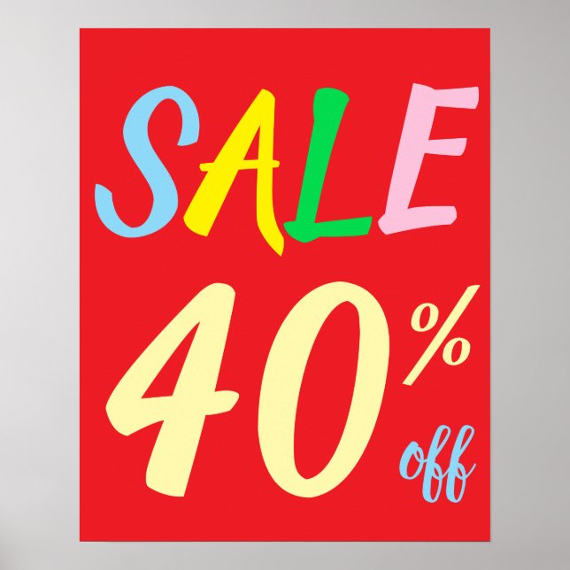 Large Sale Sign, 40% Off Sale Poster (Front)