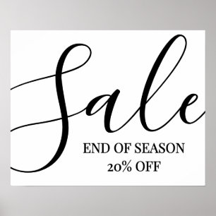 Large Sale Sign, End of Season Sale Sign, 20% Off  Poster