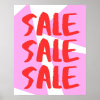 Large Sale Sign, Pink and Red Retail Store Sale