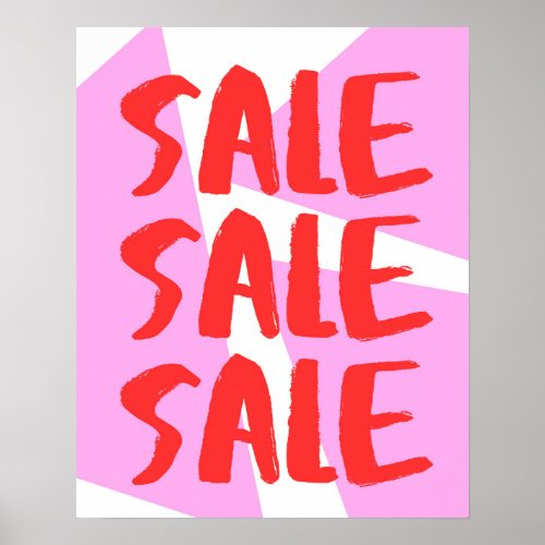 Large Sale Sign Pink and Red Retail Store Sale Poster