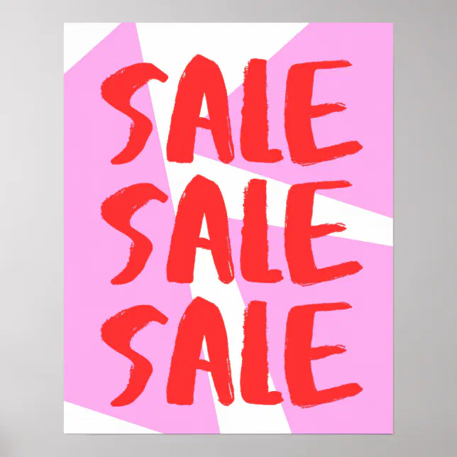 Large Sale Sign, Pink and Red Retail Store Sale Poster
