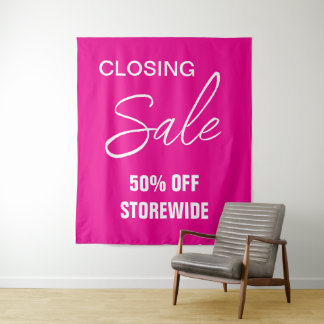 Large Sale Sign, Pink Sale Sign, Closing Sale Tapestry