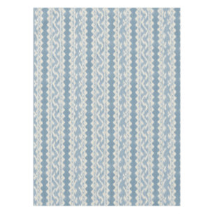 Large Scale Blue Ikat, Cream Weave Tablecloth