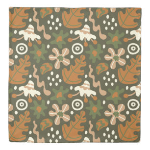 Large Scale Boho Avocado Green Wavy Botanical Duvet Cover