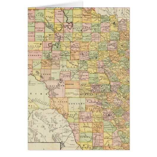 Large Scale County and Railroad Map Of Texas Cards (Front)