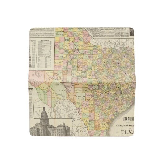 Large Scale County and Railroad Map Of Texas Checkbook Cover (Open)