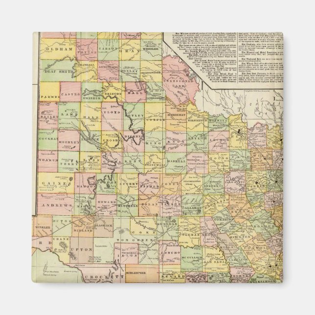 Large Scale County and Railroad Map Of Texas Magnet (Front)