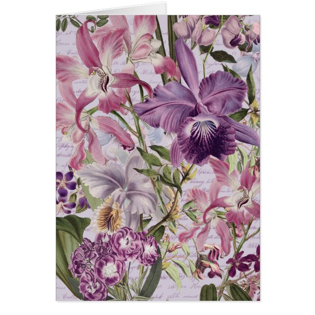 Large scale florals purple orchids 5x7 note card (Front)